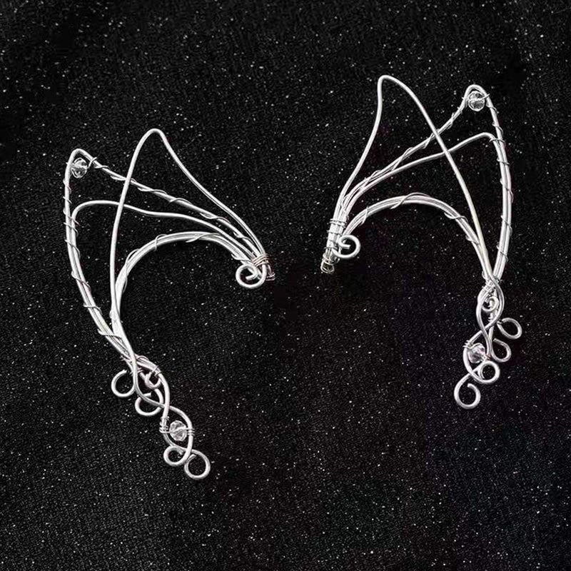 Yolmina Elven Ear Cuffs for Women, Handmade Elf Fairy Earrings Cuff Wrap Clip-on Filigree Earrings for Fantasy Fairy Halloween Costume, Cosplay, Wedding, Handcraft (Silver) - Image 2